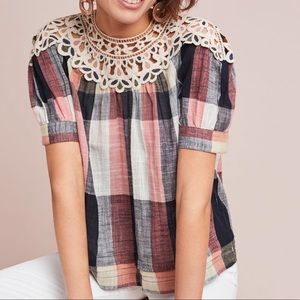 Anthropologie Maeve plaid swing top